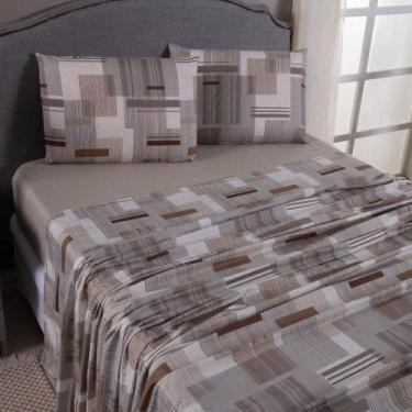 Imagem de Jogo De Lençol Mabele Queen 4 Peças Micro Percal 400 Fios Estampado - 