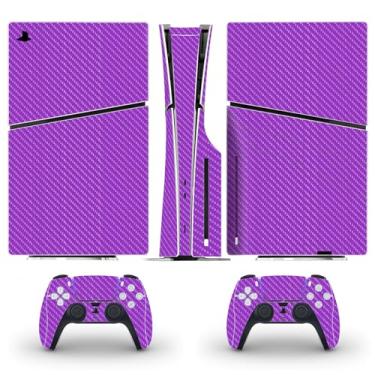 Imagem de Skin Sticker Compatible with PS5 Slim Disc Console and Controller, Protective Vinyl Decal Game Accesorries Cover Wrap (Purple)
