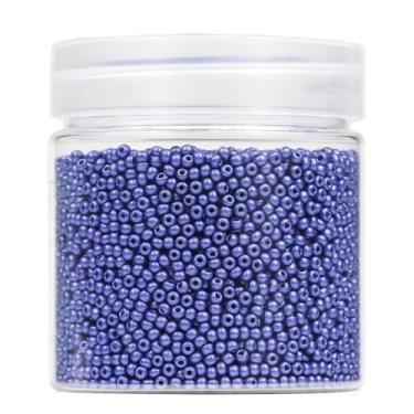 Imagem de Bala&Fillic Contas de sementes quase uniformes de tamanho redondo de 2 mm, cerca de 10.000 peças/110 gramas em caixa azul marinho, 12/0, contas de vidro pequenas, contas de semente de 2 mm para