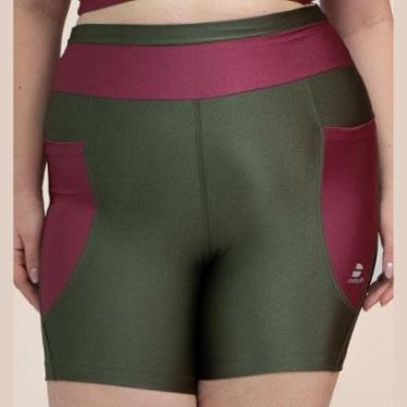 Imagem de Shorts Cirre Brilhante Recorte Academia Liso-Feminino