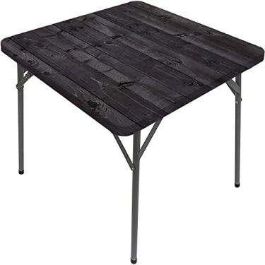 Imagem de CESGFC Toalha de mesa quadrada de madeira, estampa de textura de prancha de madeira, borda elástica, capa de mesa de jantar interna/externa, adequada para mesa quadrada de 157,5 x 157,5 cm