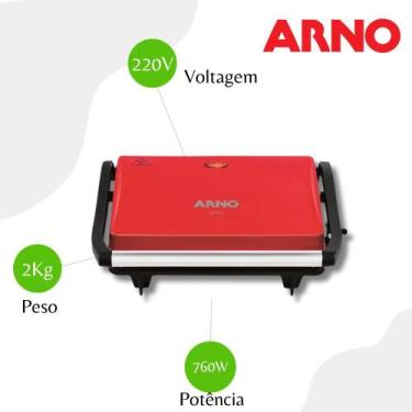 Imagem de Grill Sanduicheira Arno Compact Uno Antiaderente - Vermelha -220V, 220