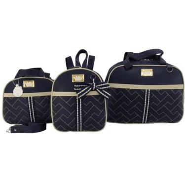 Imagem de Bolsa maternidade 3 peças laço - LET BABY BOLSAS DE MATERNIDADE, Marin