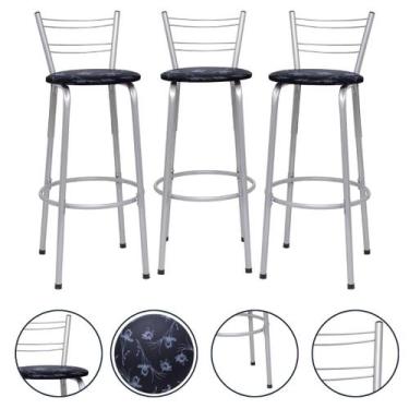 Imagem de Banquetas Cadeiras Bancos Alto 70cm 3 Unidades Premium Para Cozinha Ba