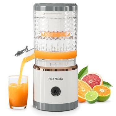 Imagem de Espremedor de frutas cítricas elétrico, recarregável, portátil, sem fio, com cabo USB e sutiã de limpeza, botão de um toque, espremedor de suco para laranjas, limões e limões, branco