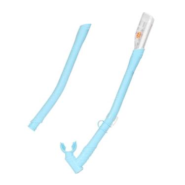 Imagem de UGPLM Snorkel seco com comprimento ajustável, equipamento prático, snorkel leve para treinamento de natação, tubo de respiração estendido para nadadores de, Azul Claro