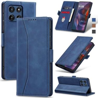 Imagem de Jasonyu Flip Carteira Capa para Moto G Stylus 5G 2025,Capinha Folio Magnética de Couro com Suporte para Cartão,Suporte para Chute - Protetora Durável de TPU à Prova de Choque para Telefone,Azul
