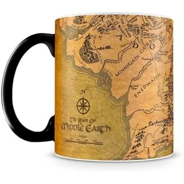 Imagem de Caneca de Cerâmica Mapa da Terra Média O Senhor dos Anéis, 325ml, Magica Termossensível