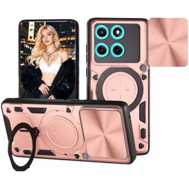 Imagem de Fofvccv Capa para Motorola Edge 60 Fusion Armour com capa de lente de câmera deslizante, capa protetora à prova de choque de grau militar com suporte magnético giratório para Moto Edge 60 Fusion, JS