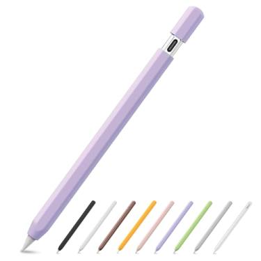 Imagem de SSS·GRGB Estojo de silicone ultrafino para Apple Pencil (USB-C) 2023, acessórios para Apple Pencil, toque duplo, capa para lápis de silicone (roxo, 1 pacote)