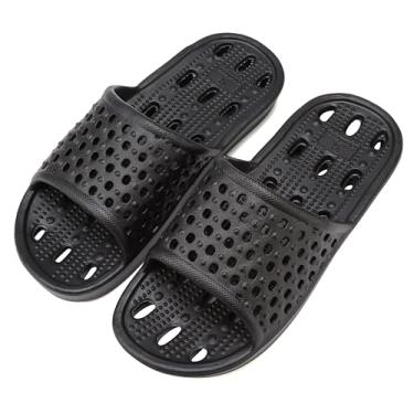 Imagem de Sandália de banho feminina e masculina com chinelo para banho e piscina antiderrapante de secagem rápida da Clootess, Black .2, 9 Women/8 Men