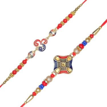 Imagem de Conjunto de 2 pulseiras de fio Rakhi para irmão para Bhai Bhabhi Bhaiya veera Raksha Bandhan Dora Conjunto de pulseiras com pacote de vale-presente Rakhi para irmão irmã indiano tradicional festival