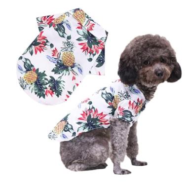 Imagem de Camisetas LHYZ PARK com estampa havaiana de praia para cães e gatos fofos para cães pequenos a médios e frios de verão colete roupas de acampamento (P, abacaxi branco)