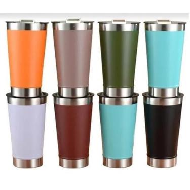 Imagem de Copo Térmico Quente Frio 500ml Com Abridor na Tampa | Parede Dupla Isolada a Vácuo Em Aço Inox | Cores Sortidas