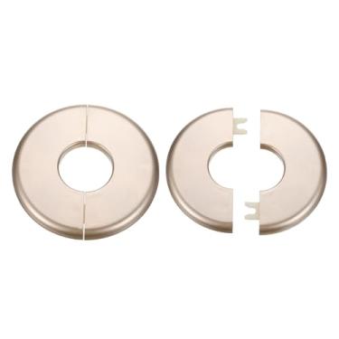 Imagem de HARFINGTON 2 peças de flange de parede 33,5 mm/1,3" placas de cobertura de encanamento autoadesivas plástico ABS placa redonda design de fivela para tubo de água banheiro decoração de cozinha, tom