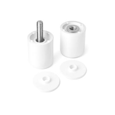 Imagem de Puxador Box Banheiro Porta Pivotante ou de Correr Vidro Temperado Blindex Duplo Branco Ponto Redondo 23mm Furo Único