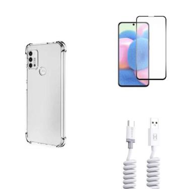 Imagem de Kit Cabo de dados Motorola Moto G20 + Capa + Pelicula De Vidro 3D - Sa