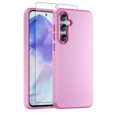 Imagem de Asuwish Capa de telefone para Samsung Galaxy A55 5G, compatível com Magsafe Magnetic, protetor de tela de vidro temperado, traseira fosca translúcida à prova de choque fina A 55 55A A555G mulheres