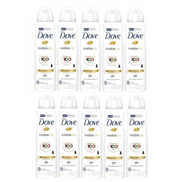 Imagem de Kit 10 Desodorante Antitranspirante Aerosol Dove Invisible Dry 150ml