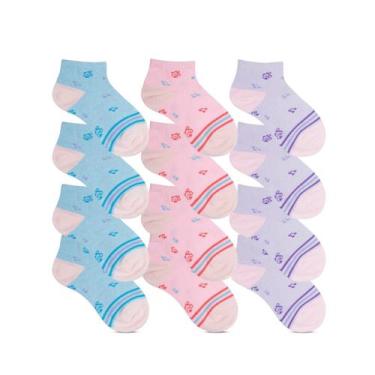 Imagem de Kit 12 Pares de meias Cano curto Infantil Altomax, Menina, 23/29