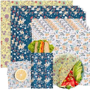 Imagem de Embalagem de cera de abelha para armazenamento de alimentos Zero Waste reutilizável para alimentos Sustentável orgânico e ecológico sacos sanduíche 3 Grande, 3 Médio, 2 Pequeno (pacote com 8) (Jumbo)