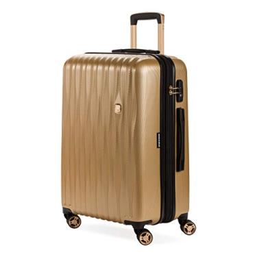 Imagem de SwissGear 7272 Mala Energie Rígida Expansível com Rodas Spinner, Dourado, Checked-Large 27-Inch, 7272 Energie Hardside Expansível Bagagem com Rodas Giratórias