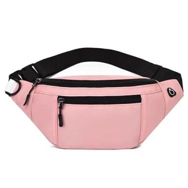 Imagem de Pochete transversal para homens e mulheres, bolsa de cintura moderna com alça ajustável para atividades ao ar livre, bolsa de cinto casual para viagens, caminhada, corrida, rosa