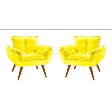 Imagem de Kit 2 poltronas para sala confortavel Opala. In-9 Decor. - Amarelo