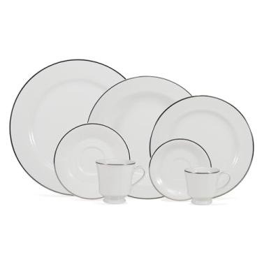 Imagem de Serviço de Jantar, Chá e Café 42 Peças em Porcelana, Modelo Itamaraty, Redondo, Decoração Filete Prata, Filete em Prata, Porcelana Schmidt