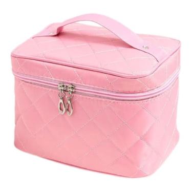 Imagem de Bolsa de Maquiagem Organizadora de Maquiagem e Cosméticos Estojo Grande(ROSA CLARO-BS020)