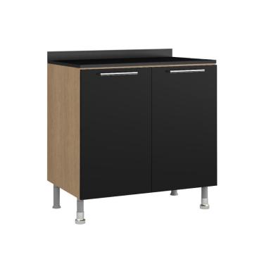 Imagem de Balcão Cozinha Ditália Aspen 2Pt c/tamp CD-102 Cv/Preto Cozy