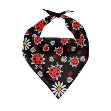 Imagem de KEIAHUAN Ladybug Daisy Dog Bandanas Menina Ajustável Lenço Babador Lenço Triângulo Leve Bandana para Animais de Estimação