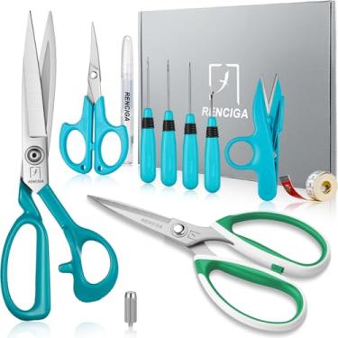 Imagem de RENCIGA Tesoura De Tecido Costura Kit Ferramentas Agulha Enfiar 10" Conjunto Corte Prof...