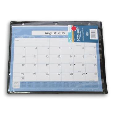 Imagem de Agenda mensal de ano escolar 2025-2026 em capa protetora para fichário de 3 anéis - a cor varia