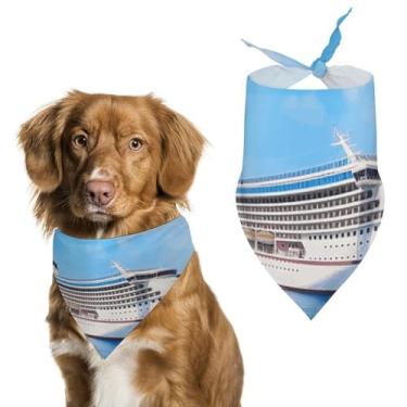 Imagem de Cachecol triângulo de poliéster estampado Cruise Ship – Tamanho único (70 x 30 cm)