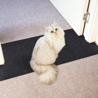 Imagem de Protetor de carpete para animais de estimação, protetor de tapete para porta, antiarranhões embaixo da porta, tapete protetor de arranhões, tampa de plástico fácil de cortar (cinza, feltro 1 pacote)