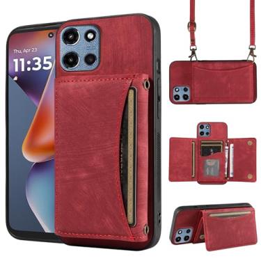 Imagem de Capa de telefone para Motorola Moto G 5G 2025 capa carteira com alça de ombro transversal, suporte fino para cartão de crédito de couro PU, acessórios para celular, bolsa flip para celular G5G 5 G G5