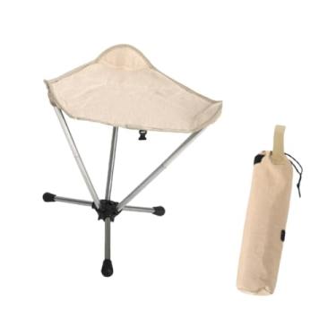 Imagem de Dynwave Banco dobrável para acampamento, tripé dobrável, leve, compacto, portátil, cadeira com tripé para jardim, mochila, pesca, churrasco, Bege