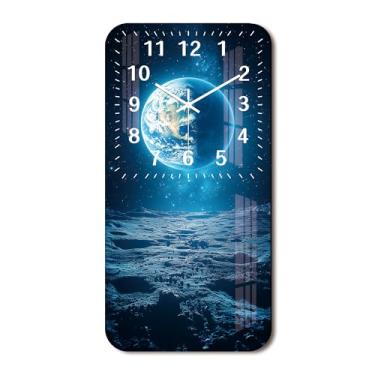 Imagem de Tomopetime Relógio de parede azul com bateria de madeira de 61 cm, relógio de parede analógico, silencioso, sem tique-taque, relógios extra grandes para decoração de sala de estar