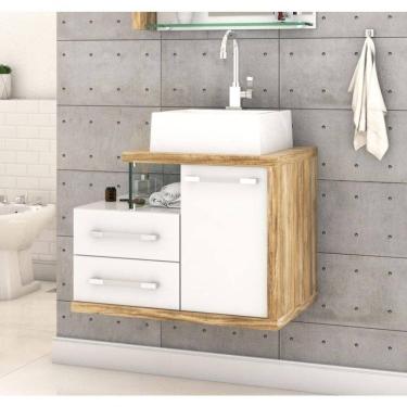 Imagem de Gabinete Armario P-banheiro (balcao C-cuba Q355) Legno 650 Branco Chess C-carvalho