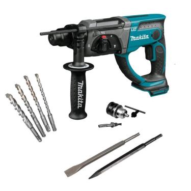 Imagem de Martelete Combinad Makita Dhr202Z 18V + Kit Makita + Mandril