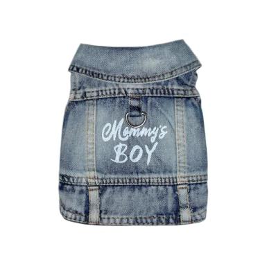 Imagem de JcDuDoi Jaqueta jeans para cachorro, mamãe e menino, casaco jeans para animais de estimação para cachorros, macacões clássicos, fantasias masculinas de gato, colete lavado, roupas, camisetas,