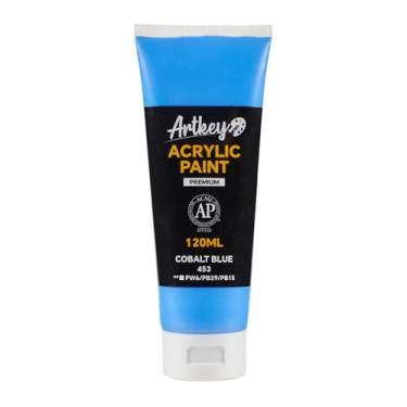 Imagem de Artkey Tinta acrílica - tubos azul cobalto (120 ml/115.1 g), pigmentos ricos e vibrantes, tintas acrílicas para artistas profissionais - Materiais de arte para tela, madeira, rocha, argila, tecido