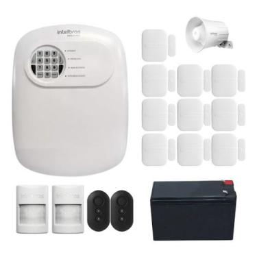 Imagem de Kit Alarme Sem Fio Intelbras 10 Magnéticos, 2 Infra PET, Bateria e Sir