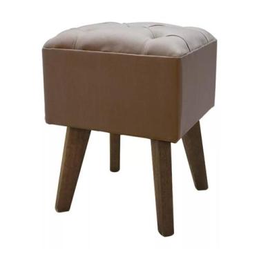 Imagem de Puff Quadrado Capitonê Pé Palito - Cerâmica Regina, Marrom