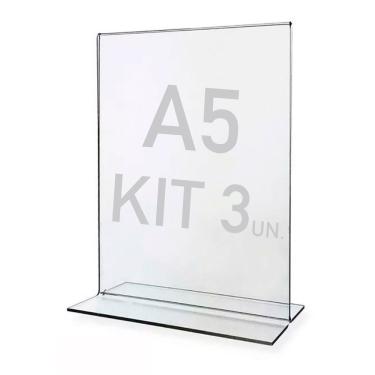 Imagem de Display Expositor T A5 15x21cm Acrílico Ps Balcão 3 Peças
