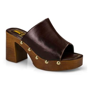 Imagem de Tamanco Feminino Sandália Salto Alto Grosso Bloco Madeira 007-011 (Café, BR, Adulto, Numérico, 34)
