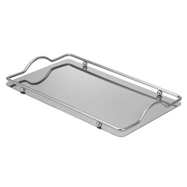 Imagem de Bandeja Retangular Uny Home 34,5x21,5 cm em Aço Inox