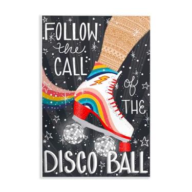Imagem de Stupell Industries Design artístico Follow The Call of Disco Ball Wall Plaque por Emiko Rainbow, 48 x 33 cm