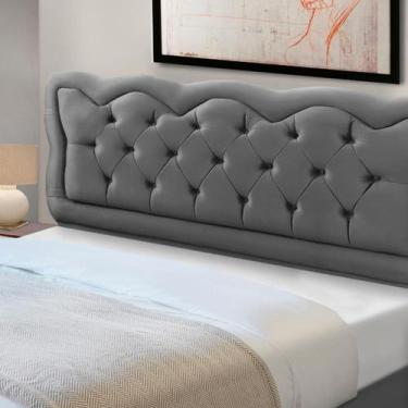 Imagem de Cabeceira Solteiro Estofada Madeira Cama Box Sofia - D'Julia, Cinza
